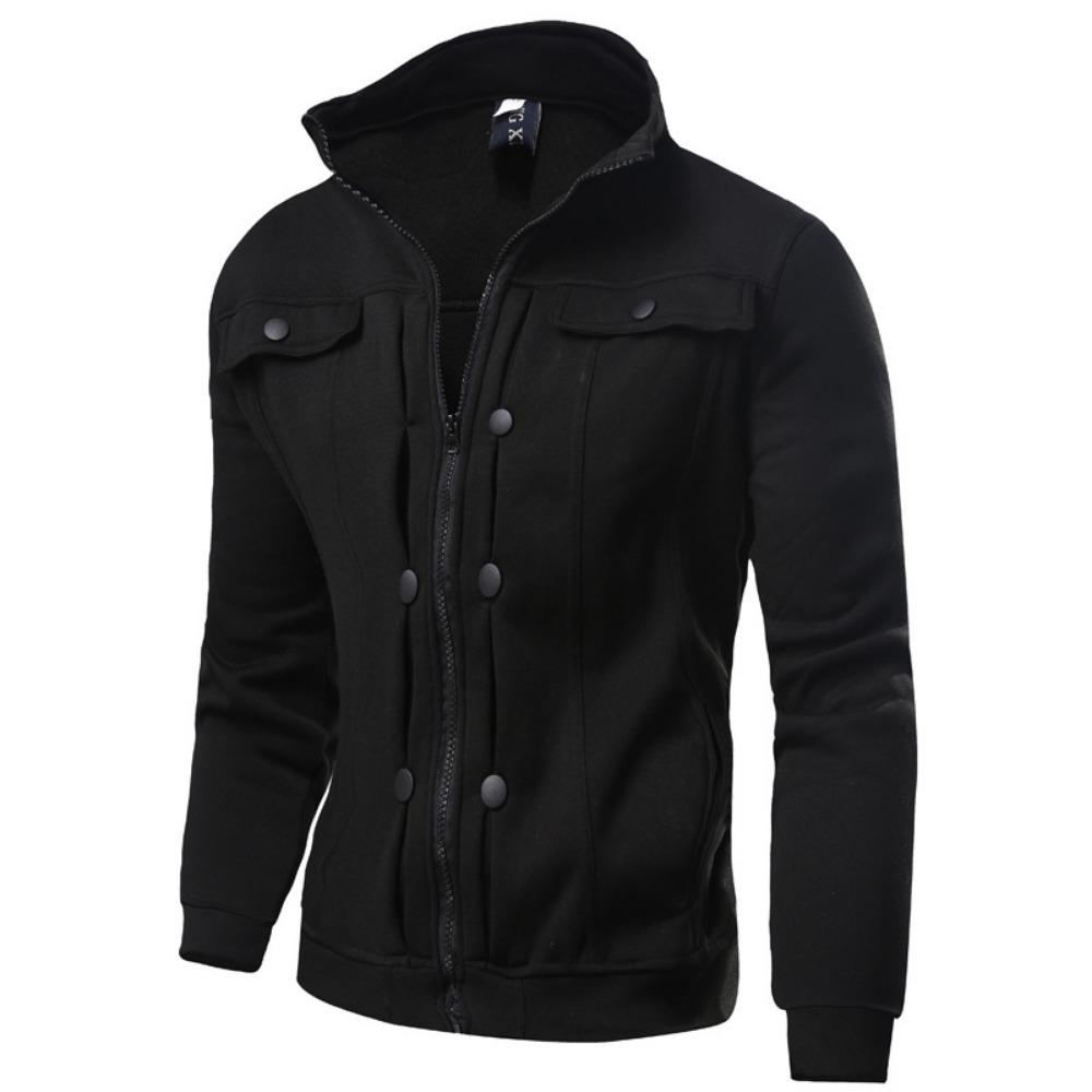 Men's Solid-Color Stand-Collar Sweatshirt for Spring/Fall Youth-Style Design, Long-Sleeve Slim Fit Oversized Top