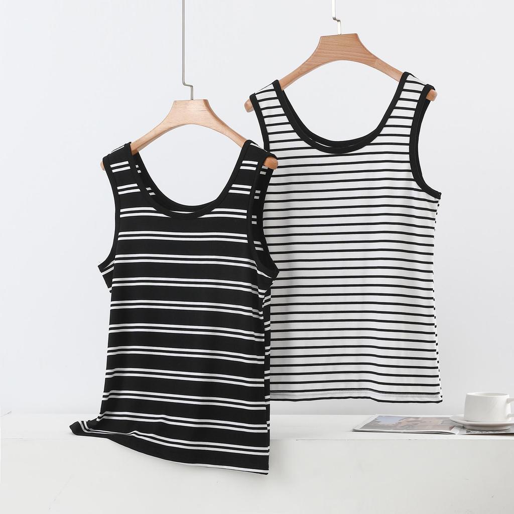 Striped Sleeveless Women's U-Neck Tank Top - Wide Shoulder Modal Camisole 2026 Summer Edition