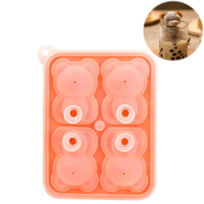 Mignon Ours en Peluche Glaçon Silicone 3D Ours Bac à Glaçons Moule de Fabrication Halloween Étanche et Facile à Retirer Pour Café Congélation