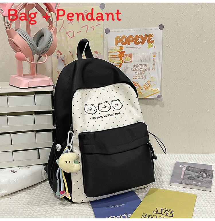 Youth Campus Backpack Nylon Girls School Bag With Padded Straps For Travel And Study