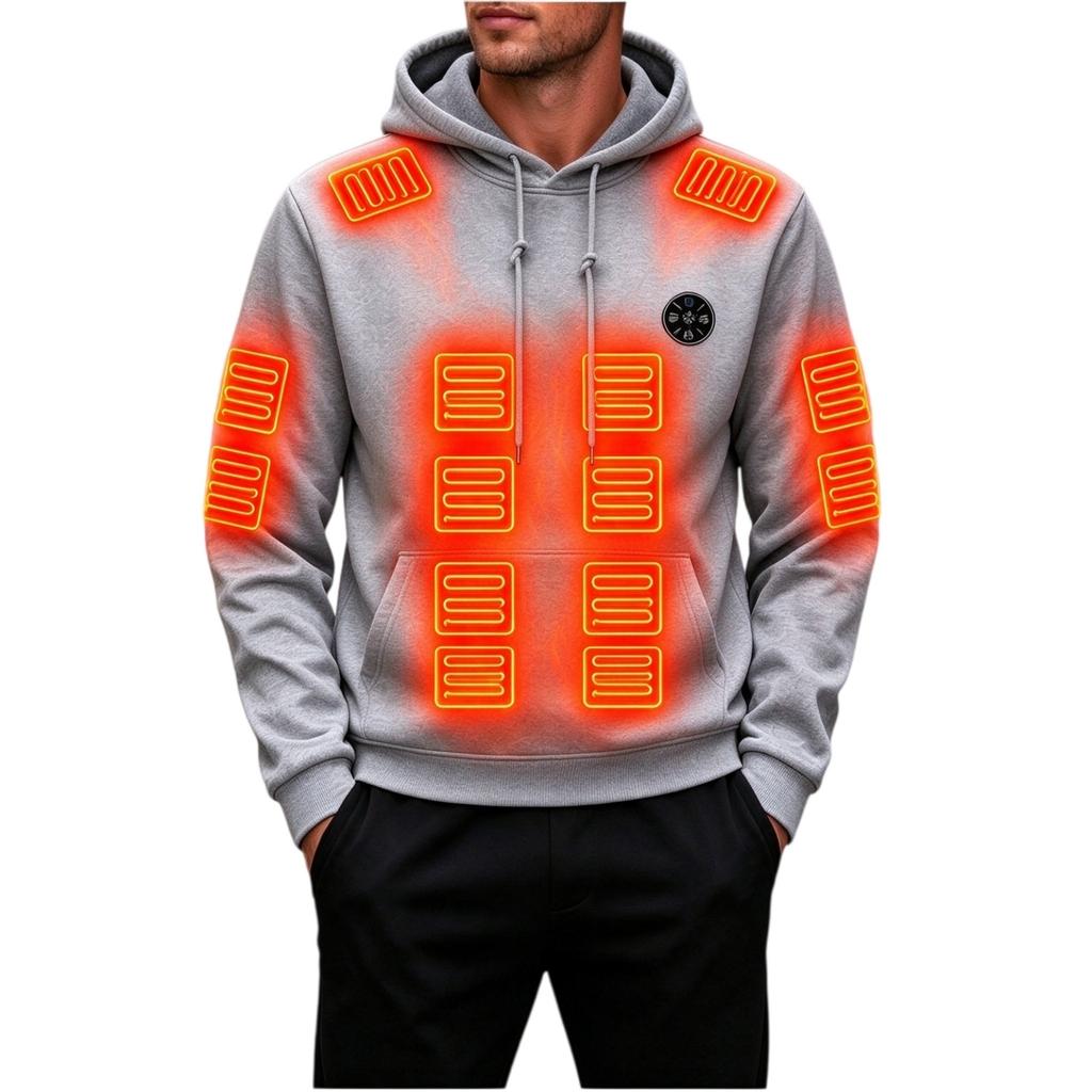 Men's Heated Hoodie with 31 Heating Zones and Circular for Cold Wear