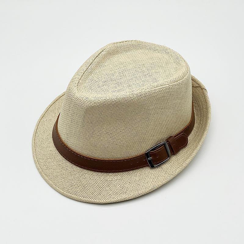 Solid Straw Top Hat Unisex Curled British Cowboy Jazz Hat Vintage Party Beach Sun Hat
