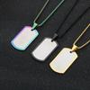 Creative Dazzle Color Square Tag Necklace for Men Hip Hop Polished ID Accessory Stainless Steel Trend Jewelry 60cm Length