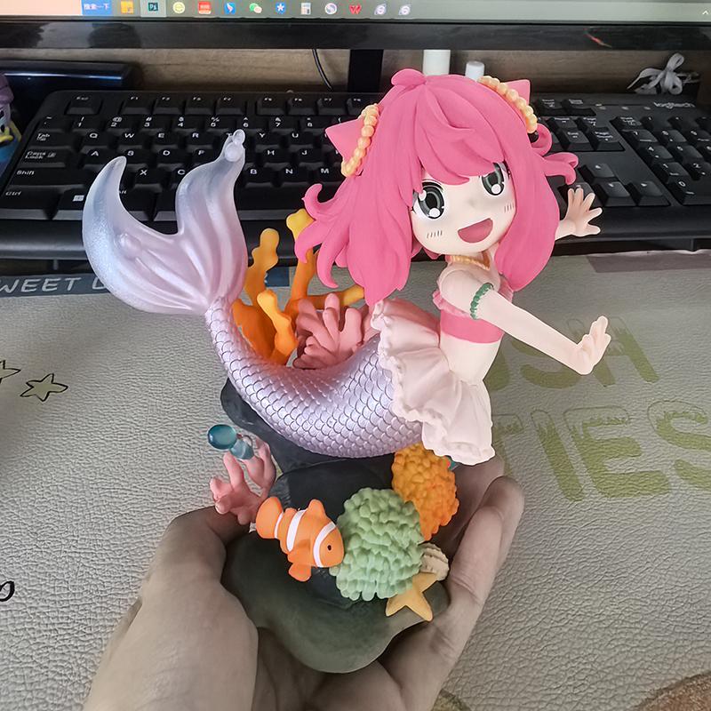 

Spy × Family Q-Version Anya Forger Cos Mermaid Adorable Girls Garage Package Gk Model Present Desktop Ornament Action Doll Pvc Kids Toy
