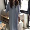 South korea Ins2025 Spring and Summer New Loose Lazy Simple Design Solid Long over-the-Knee Shirt Dress