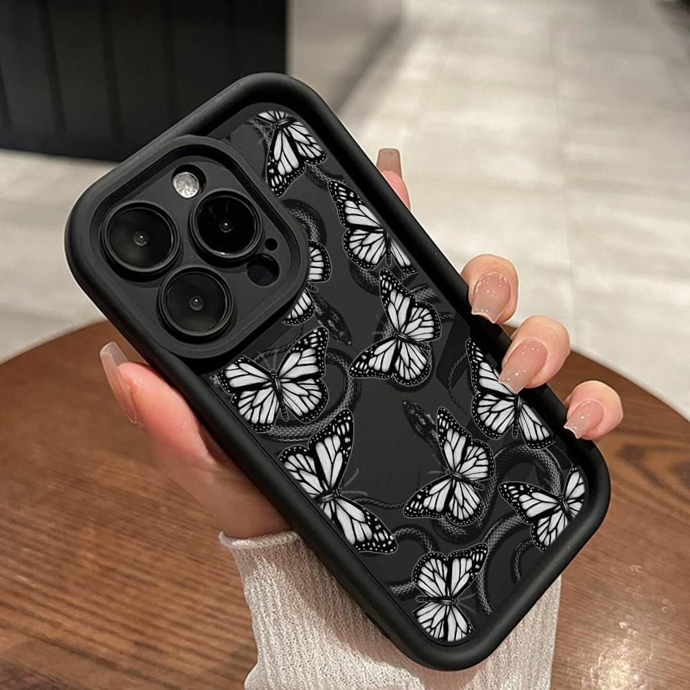 LZ5 Butterfly Black Gold Snake Silicone Phone Case for Xiaomi 11 Lite 5G 14T Redmi 14C 13C A3 Note 12 11 9 10 13 Pro Plus Shockproof Back Cover