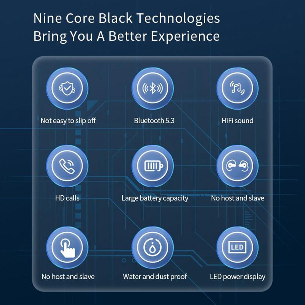 Drahtloses Bluetooth-Headset, schmerzfreies Tragen von Kopfhörern, starker Bass, HiFi-Surround-Sound-Ohrhörer, super lange Akkulaufzeit