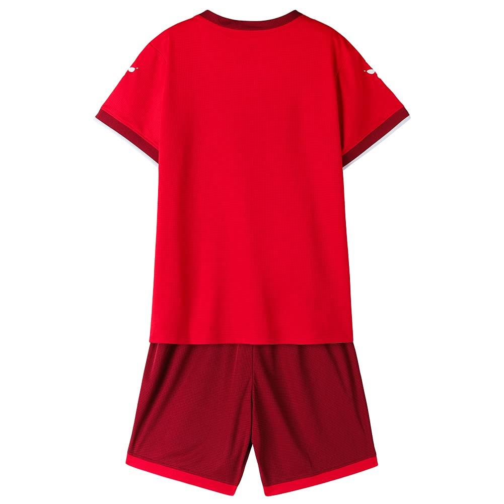 Kelme Jungen Fußballtrikot, Kinder T-Shirt und Hose Set, Fußball/Futsal Bekleidung (Rot, Größe 160cm)