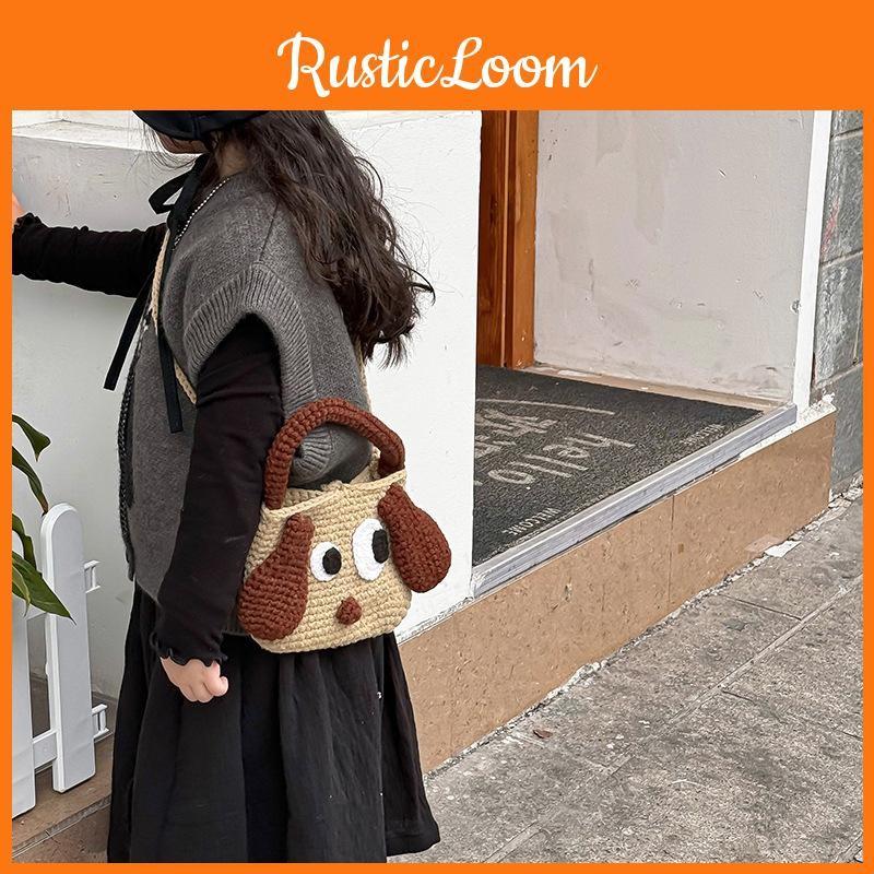 Knit Kids Toddler Bag Handbag With Cartoon Dog Design And Style Lightweight