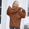 European and American-style Women's Solid Color Zip-up Long-sleeve Hooded Sweatshirt/jacket for Fall and Winter