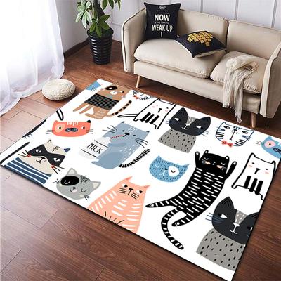 Cute Cat Carpet Picnic Mat Yoga Living Room Children's Area Rug Games Area Crawling Mat Doormat Washroom Floor Mat
