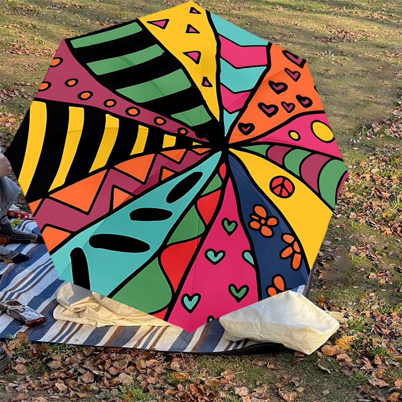 1pc pattern shapes Automatic Open/Close Umbrella with Windproof, 8-Rib Sturdy Canopy, Durable Ribs, Fashionable Design1253A