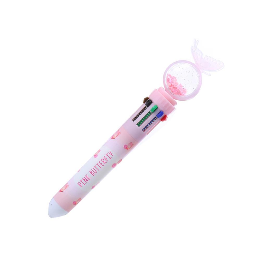 Vícebarevné pero s kresleným kuličkovým perem, 10 barev v 1, psací pero, hladce pište pro studenty a dospělé, psaní v deníku