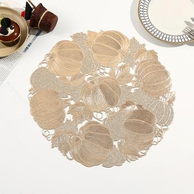 Pumpkin Hollow Round Placemat PVC Exquisite Placemat Premium Hotel Table Mat Art Non-slip Dining Table Insulation Mat