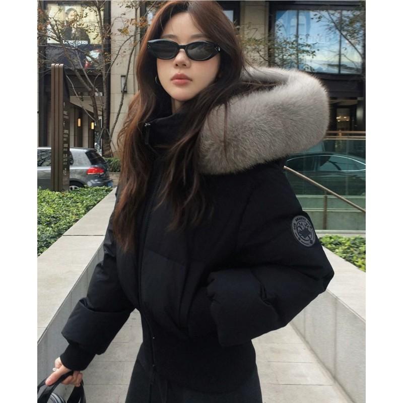 Womens Short Winter Padded Coat With Fur Hood Slim Fit Fleece Lined Warm Jacket