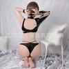 Erotic underwear patent leather hot leather jacket locomotive exposed chest passion sexy sleeping clothes no-take-off uniform seduction women's suit