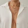 European and American Sense Y-shaped Fringed Necklace Women, Creative Color Double-layer Cross Pendant Collarbone Chain Necklace