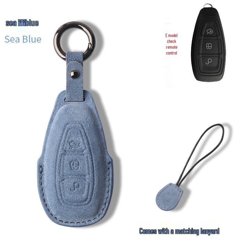 Genuine Leather Key Case for 2017-18 Ford Explorer/Mustang with Suede Buckle