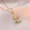 Niche Elegant Sunflower Clavicle Chain Copper Inlaid Zircon Pendant Necklace Light Luxury High Texture Women Fashion Jewelry