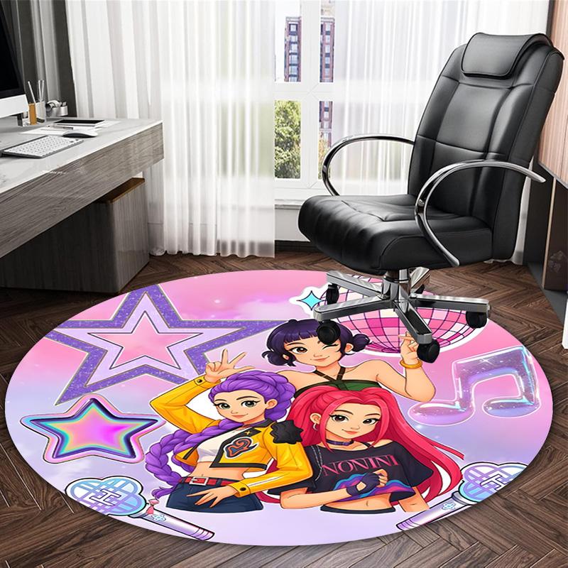 1pc Kpop Team Carpet, Round Rug, Comfortable, Suitable for Entryways, Living Rooms, Office, And Bedrooms, Christmas Decoration
