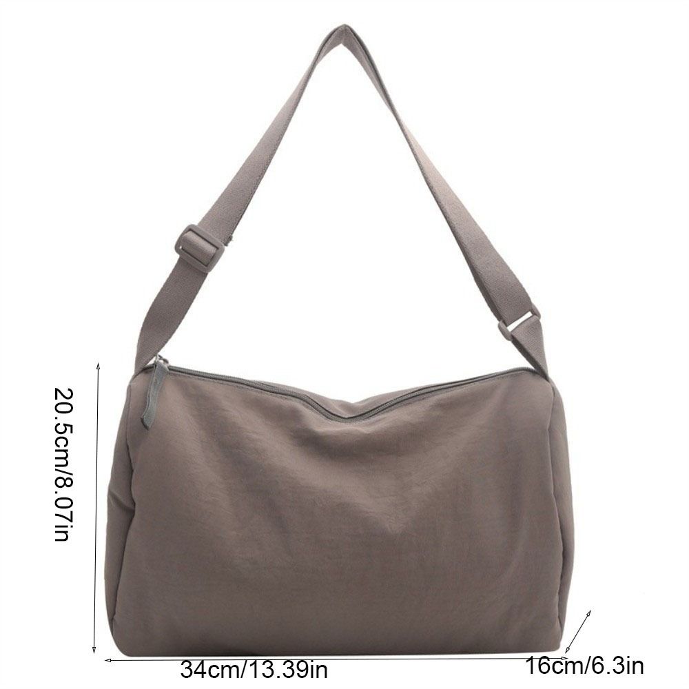 Japanese Style Simple Crossbody Bag Solid Color Canvas Pillow Bag Versatile Shoulder Bag Student