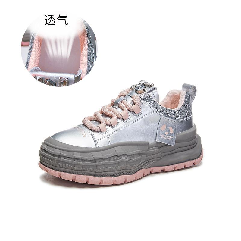 Little white shoes women's 2025 spring new thick-soled heightening bread shoes women's casual muffin shoes women's versatile women's shoes