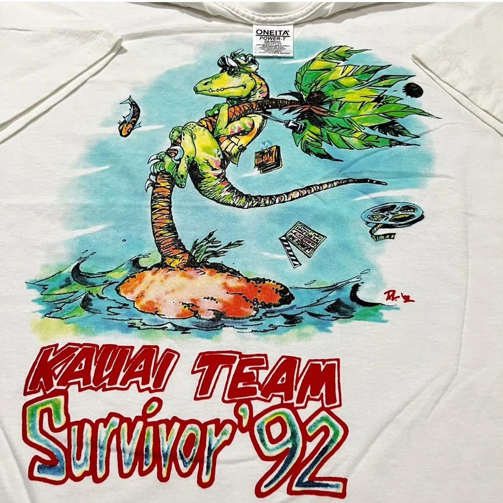 

Vintage Jurassic Park Kauai Survivor 1992 Single Stitch T-Shirt REPRINT L