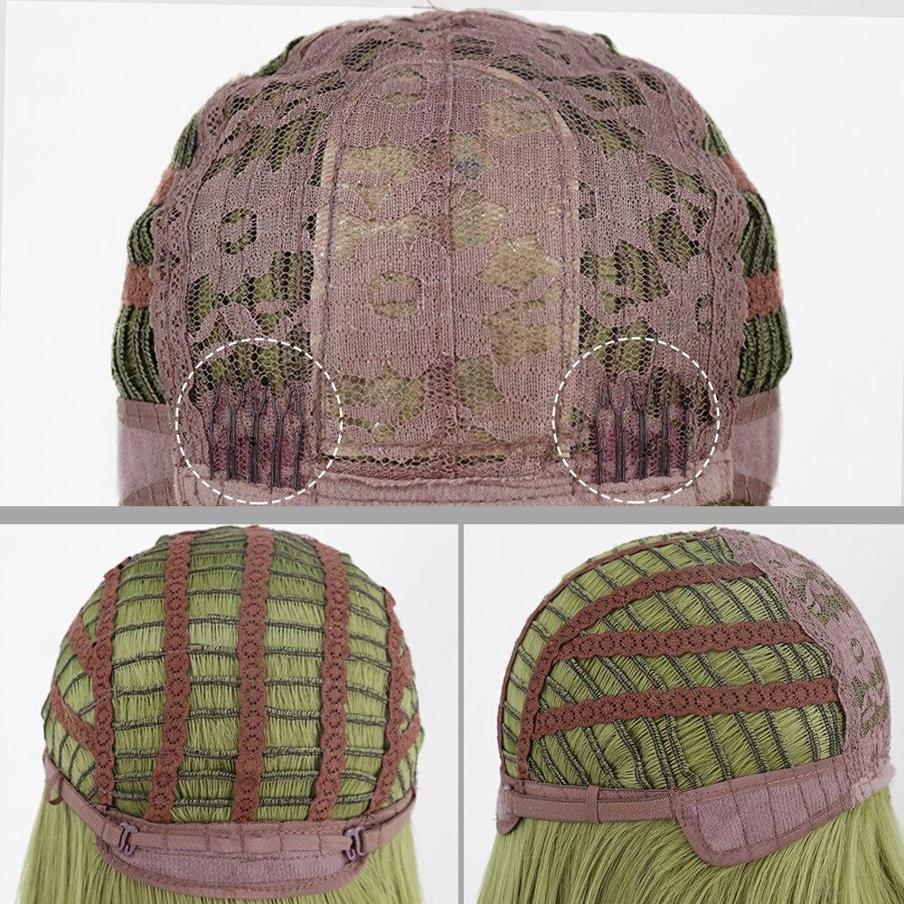 LISI HAIR Grüne Kurzer Bob Perücke mit Pony Cosplay für Frauen Hitzebeständige Synthetische Perücken Tägliche Anwendung Lolita Frisuren Schwarz Rosa Weinrot