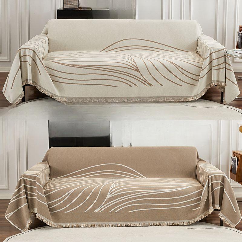 Nordic Ins Style Sofa Towel Full Cover Cloth Coastline Jacquard Chenille Sofa Blanket Four Seasons Universal Sofa Cushion