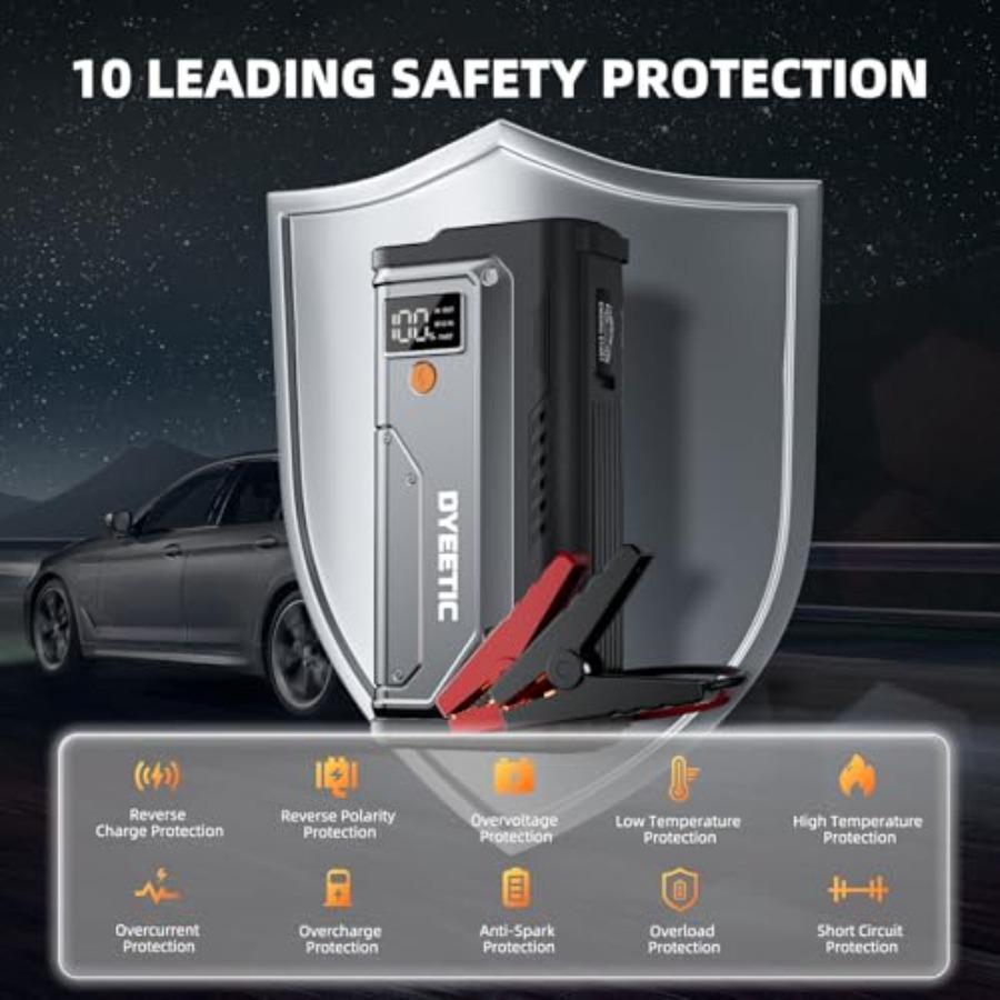 7000A Jump Starter 12V Car Battery Booster Pack All Gas/12.0L Diesel Car Starter Smart Jumper Cables Battery Jumper 26800mAh Po