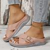 Fashion Buckle Platform Slippers Women Summer Outdoor Med Heels Casual Slides Woman Pu Leather Cross Strap Light Sandals 2026