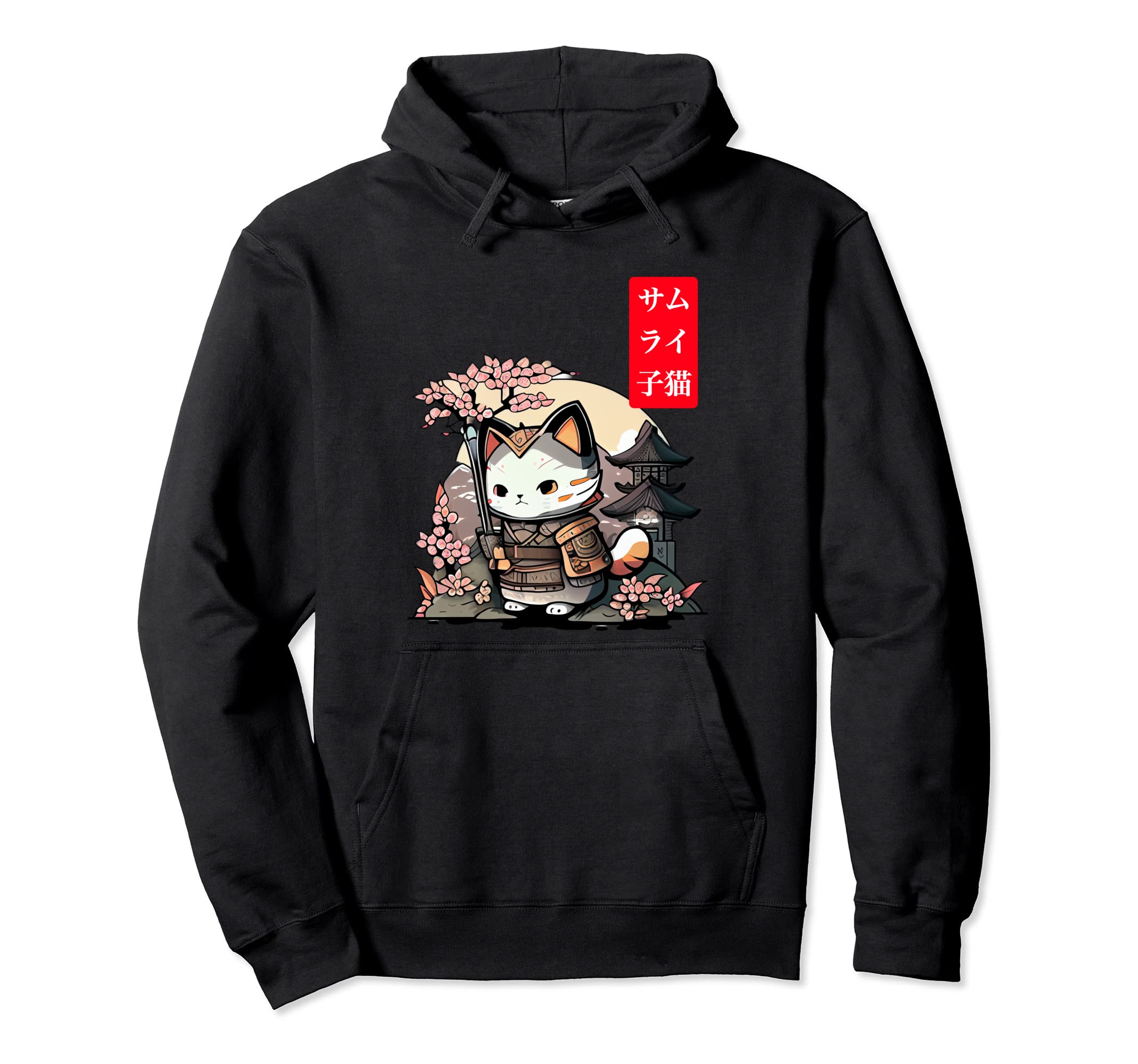 

Japanese Backdrop Samurai Cat Cool Anime and Cute Fan Hoodie чорний