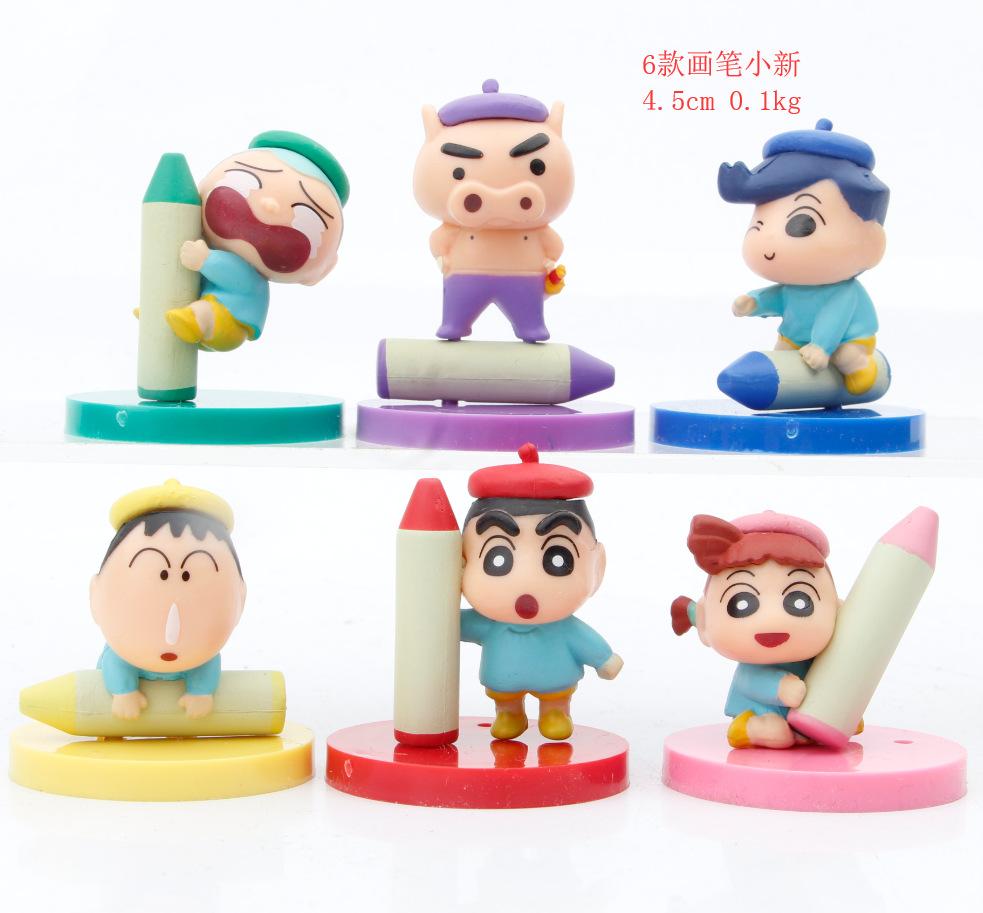 Crayon Shinchan Pvc Figurine Set For Cake Car And Desktop Decor Six Cute Models