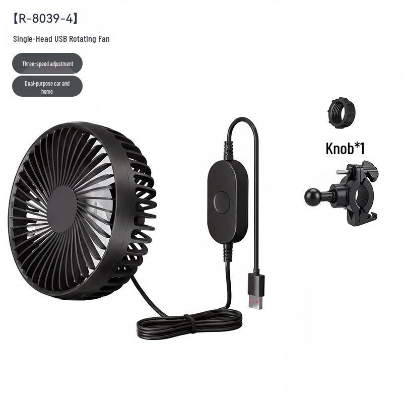 Adjustable Dual-Head Mini Car Fan for Summer