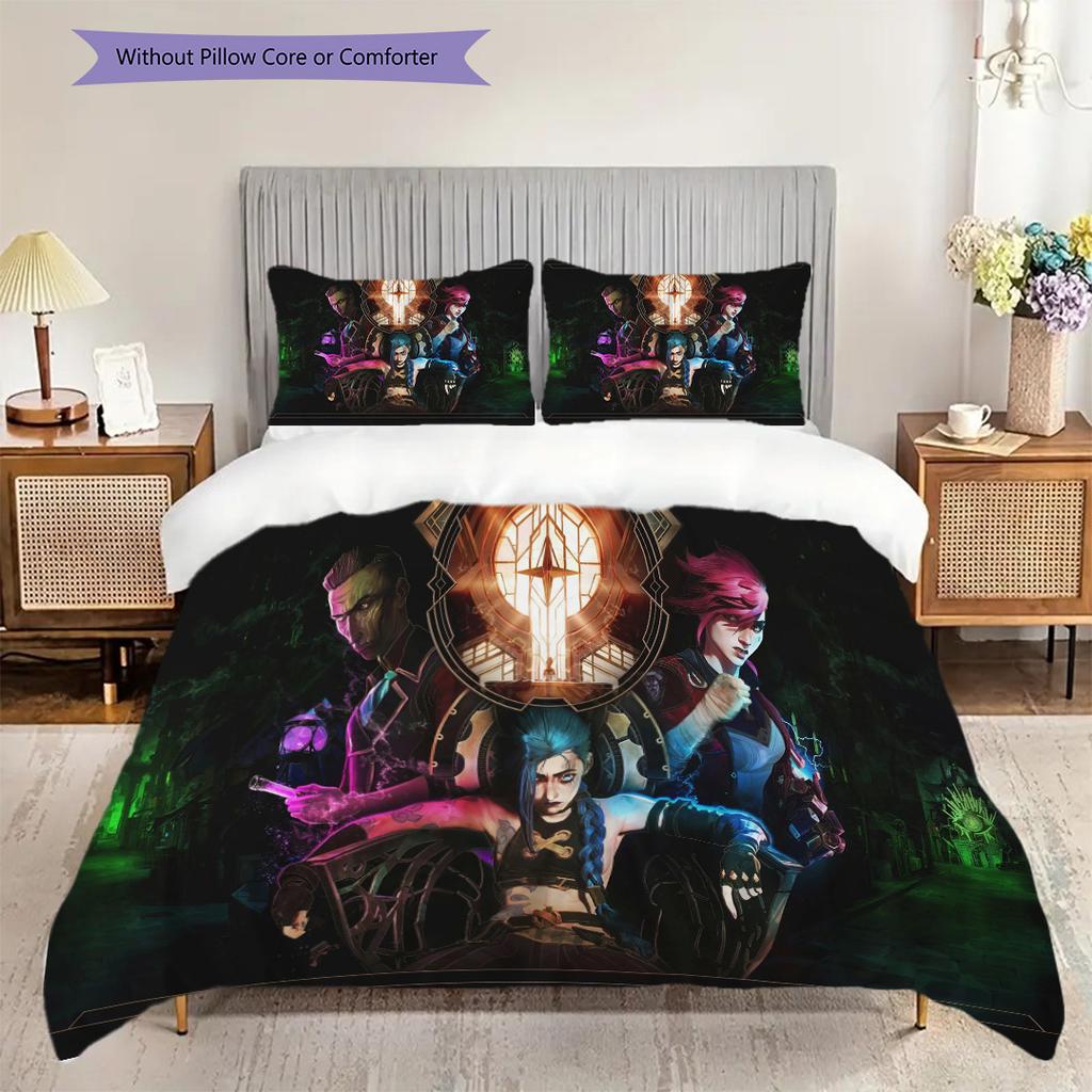 Fantasy Warriors Unite Three-piece set (1 * duvet cover + 2 * pillowcase, without core) 2D Flat Bedding set Duvet cover and pillowcase