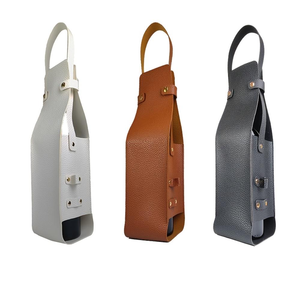 Single‑Pack PU‑Leather Wine Bottle Bag,Luxury Gift Pouch for Wine,Champagne,Rum,Vodka,Fashion Gift Bag for Bar & Party