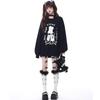 [SDSXZWG] Women's Long-Sleeved Sweatshirt with Print and Ribbon, Loose Fit, Stylish, Gal, Lolita, Cut and Sew Pullover, Schoolgirl Style, Commuting We