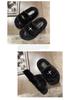 2024 Trendy Korean-Style Curly Fluffy Fur Slippers for Women - Comfortable One-Strap Design