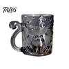 Cartoon-Katze Trinkglasbecher, Isolierter Glas-Kaffeebecher, mit Katzen-Schwanz-Griff-Design, Transparenter Becher für Heiße Kalte Getränke