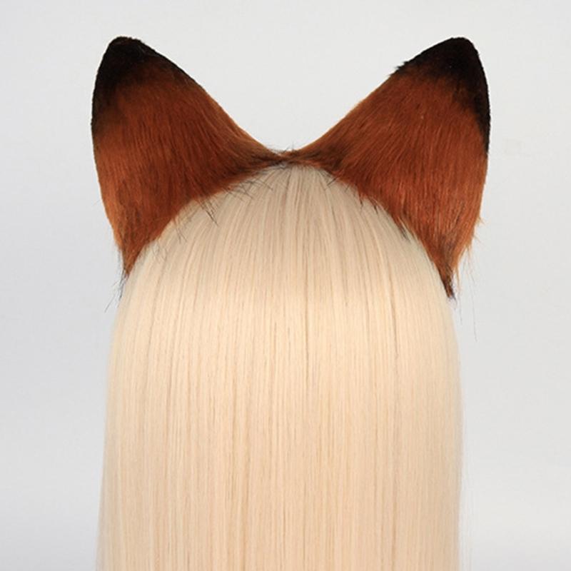 Fox for Cat Ears Headband and Faux Fur Tail for Halloween Cosplay Party Costume Accessories for Cat Ears Tail Set for Ad