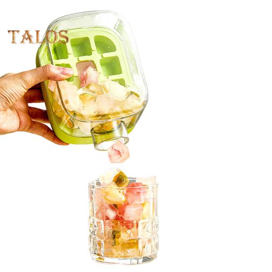 Bandeja de hielo con tapa, molde eficiente para hacer hielo en el congelador, fácil de liberar, sin contacto, para hacer cubitos de hielo, para bebidas, café y cócteles.