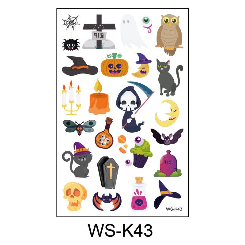 Waterproof Halloween Cartoon Tattoo Stickers for Kids - Pumpkin Magician Theme