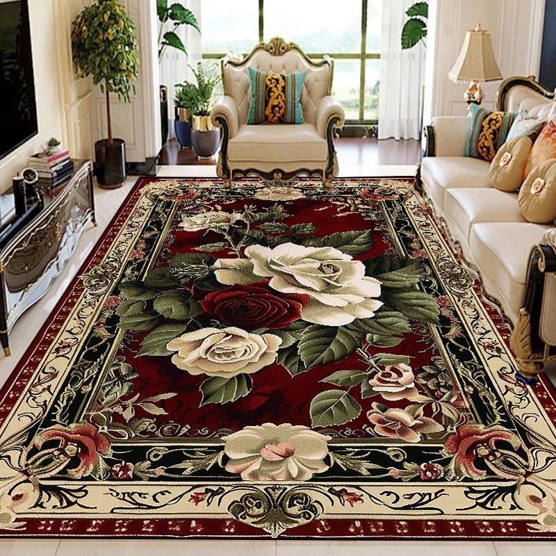 Luxurious Retro Rugs Living Room European Decoration Sofa Area Door Floot Mat Bedroom Cloakroom Soft Non-slip Carpet Home Decor