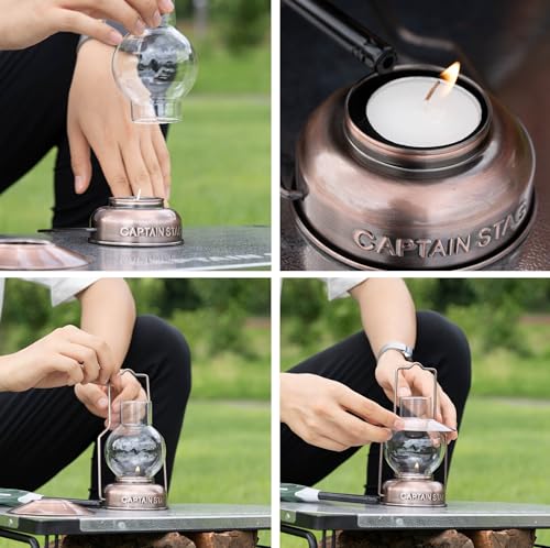 Captain Stag UK-517 CS Candle Lantern, Bronze, for Camping and Emergency Preparedness, Includes 1 Candle