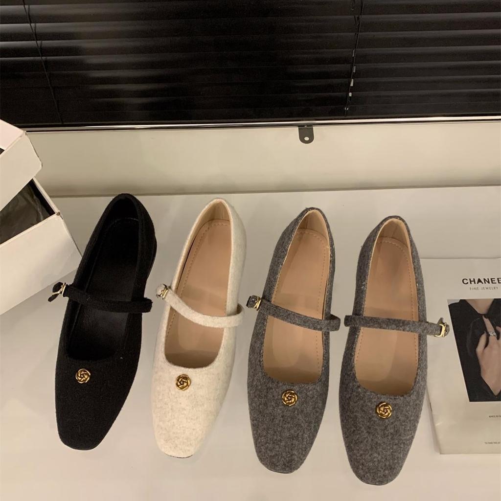 Francuski gruby obcas małe pachnące zamszowe szare pojedyncze buty buty damskie 2024 wiosna i jesień ze spódnicą buty wieczorowe Mary Jane