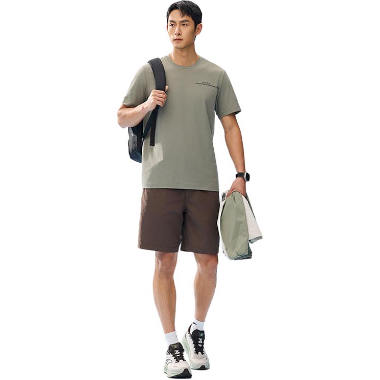 Anta Comfortable Breathable Versatile Short Sleeve T-Shirt Men Tops Gray 152527109-3