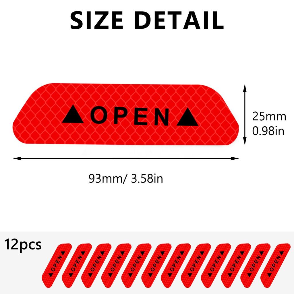 12pcs Reflective Car Door Sticker Safety Opening Warning Reflector Tape Decal Auto Car Accessories Exterior Interior Reflector