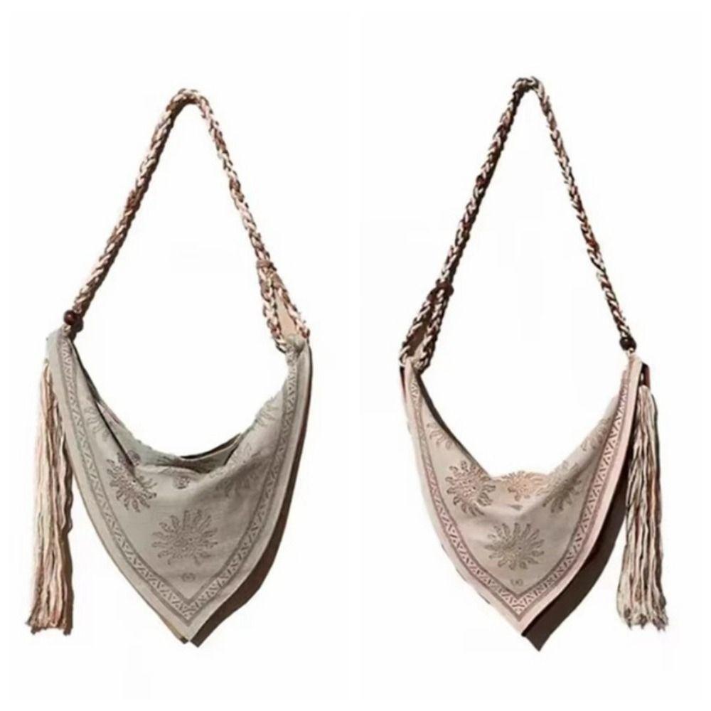 Linen Print Women Crossbody Bag Ethnic Style Retro Handbag Simple Messenger Bag  daily