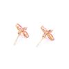 New Product Simple Gold-plated Stone-inlaid Red Flower Stud Earrings Temperament Korean Version Sweet and Elegant Earrings Earrings Lady Style