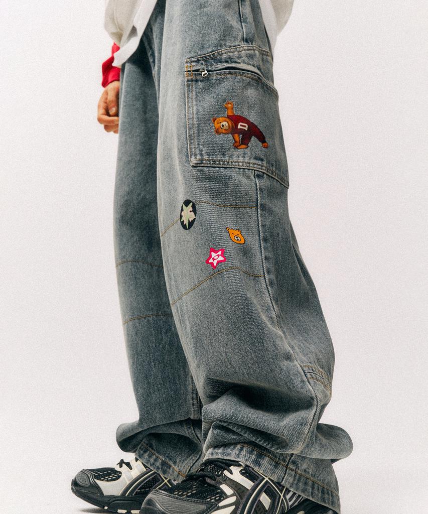 PHYSICAL DEPARTMENT Carpenter Zipper Cargo Denim Pants_Black